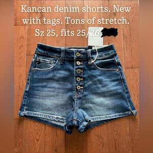 KanCan stretch denim highwaist shorts button closure NWT SIZE 25 jeans
